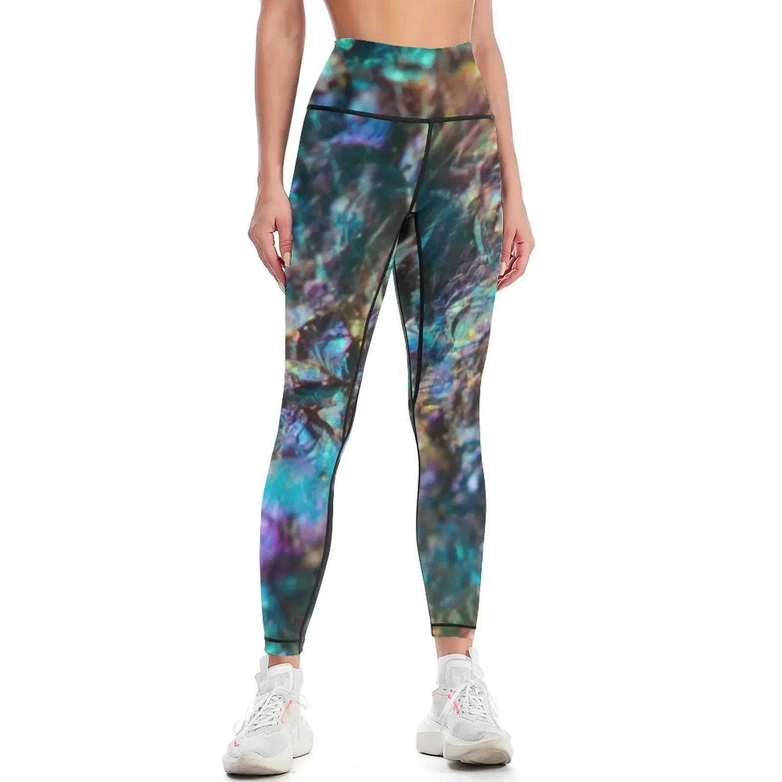 

Turquoise Oil Slick Quartz Leggings Legging sexy woman Women's tights Women sports Women's gym Womens Leggings