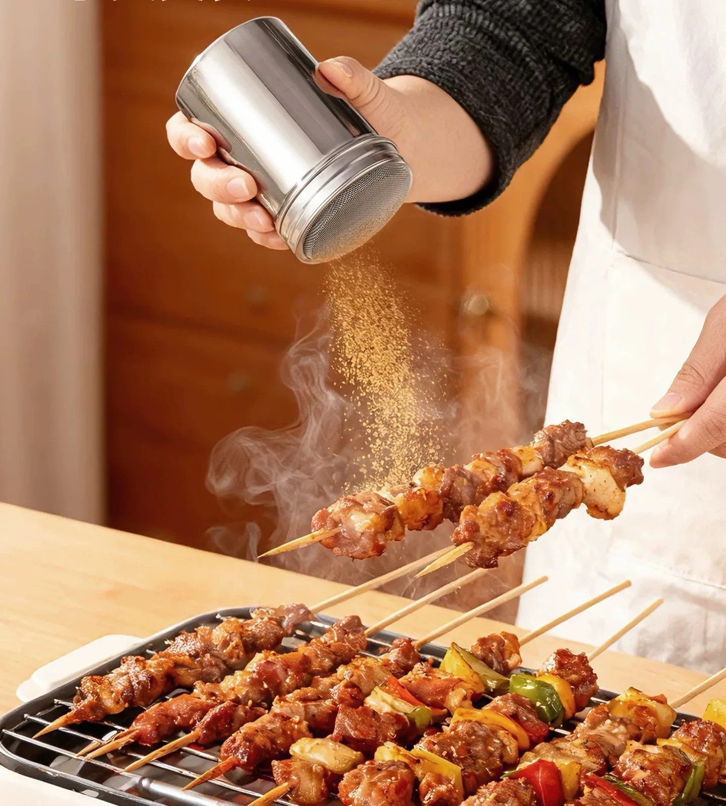 Stainless Steel Powder Shaker with Fine Mesh Filter, Pepper Shaker, Fancy Coffee Powder Dispenser, Mesh Sieve【1 Piece】
