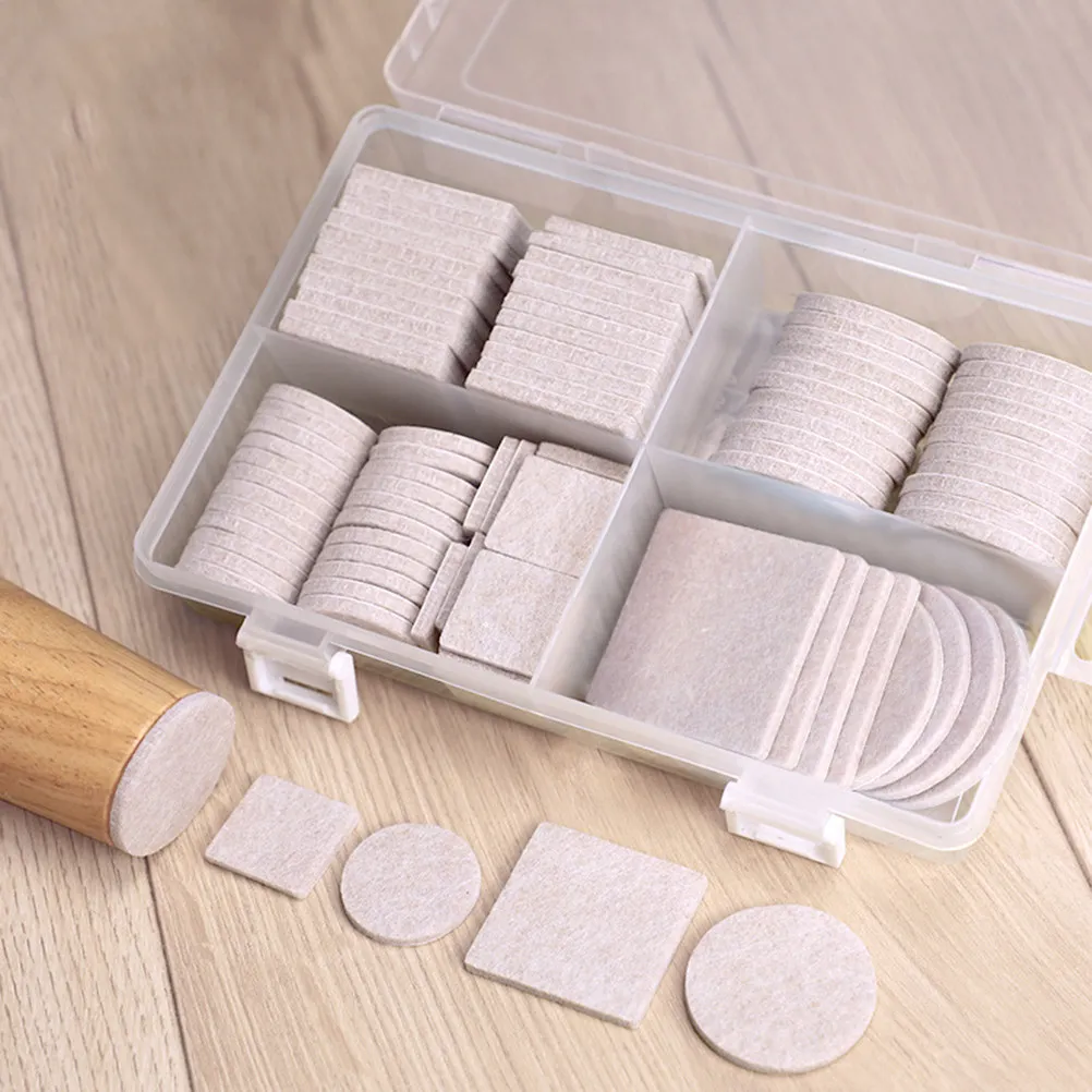 104pcs Silent Anti-Skid Felt Pads for Furniture Legs – Thick Floor Protectors, Chair & Table Leg Covers, Beige M