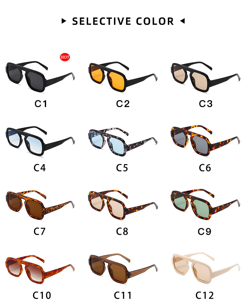Mode quadratische Sonnenbrille Frauen neue Retro schwarz braun dicken Rahmen Pilot Sonnenbrille Frau Chic Polygon Leopard Shades UV400 – Detail 8