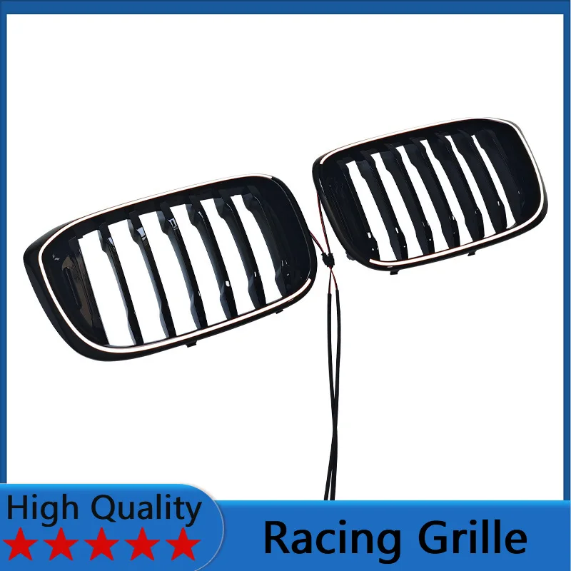 

For BMW X3 G01 2018-2021 Single Line Gloss Black LED Light Up Grille Front Bumper Grill Body Kit Accessories