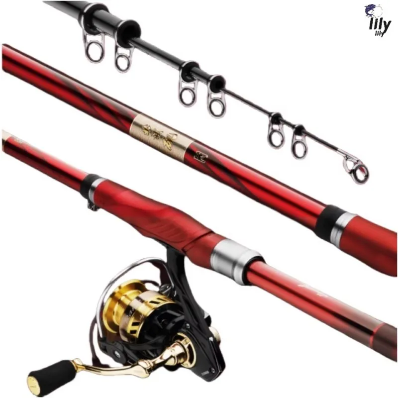 Ultralight Rock Fishing Rod 5m Carbon Superhard Fishing Rods, Telescopic Throw Surfcasting Carp Pole Reel Suit, 3.6M 3.9M 4.5M