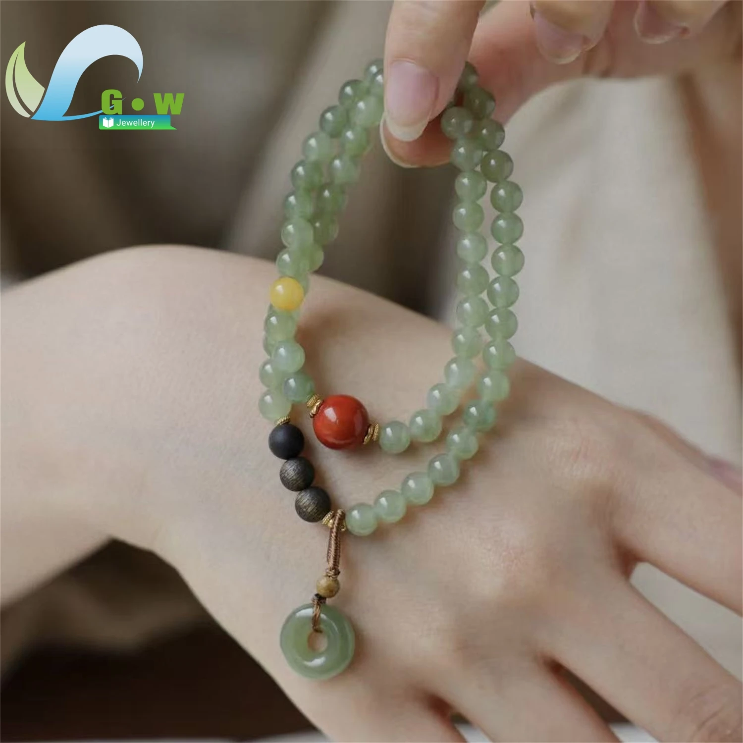 Natural Hetian Jade Clear Water Bracelet Women New Chinese Style Gemstone Beaded Wristband Handmade Jewelry Charm Gift For Her