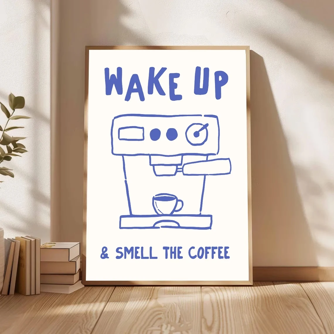 Minimalist  Wake Up & Smell The Coffee Bar Decor Wall Art Print Canvas Painting Poster Picture For Kitchen  Home Decor