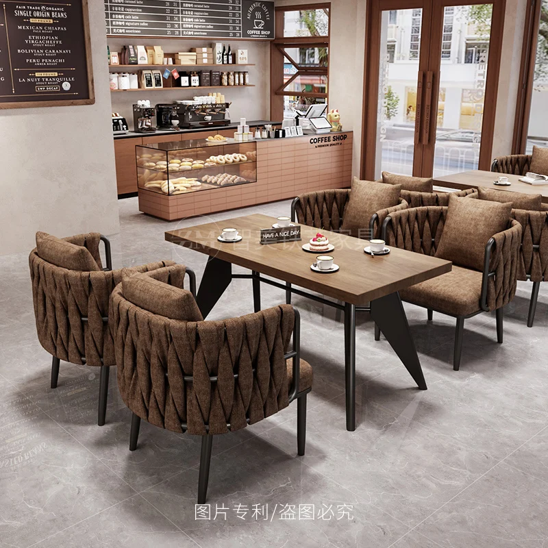 

Industrial-style Coffee Shop Sofa Restaurant Dessert and Milk Tea Shop Rest Area Reception Table and Chair Combination TYSF