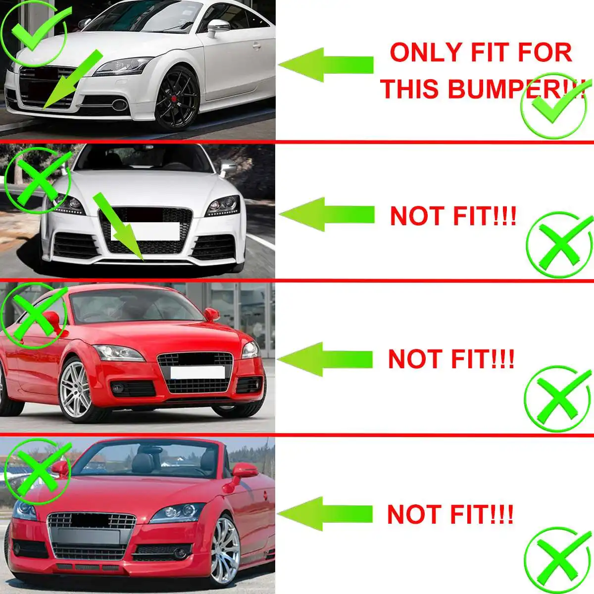 For Audi TT MK2 S-Line TTS 2011 2012 2013 2014 Front Fog Light Grill Cover 1Pair Car Honeycomb Mesh Fog Lamp Racing Grille