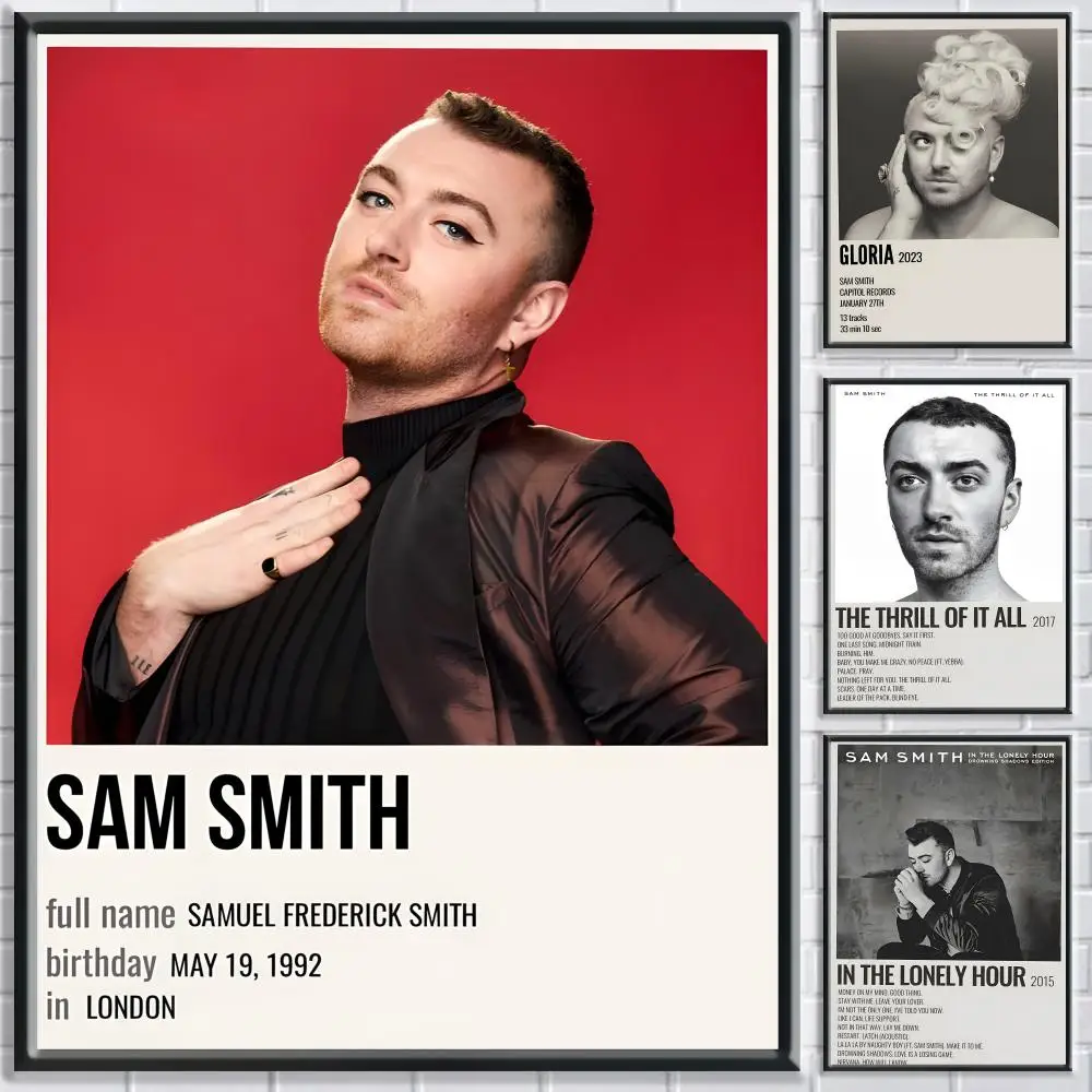 Singer S-Sam Smith Poster HD Self Adhesive Waterproof Wall Art Ideal for Home Office Dorm Bedroom Great Gift