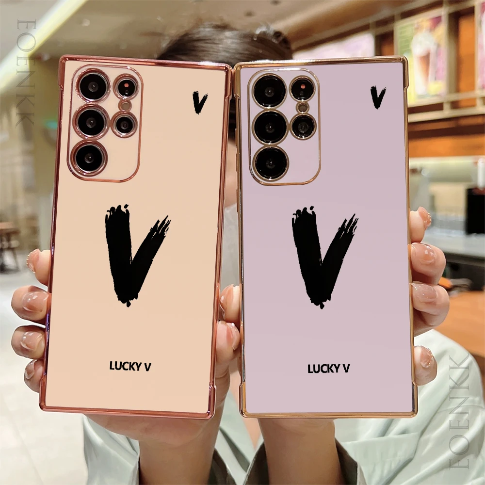 Lucky Letter V in Fashion Phone Case For Samsung Galaxy S24 S23 S22 S21 S20 Ultra Plus FE A35 A53 A54 A55 A71 A72 A73 5G Cover