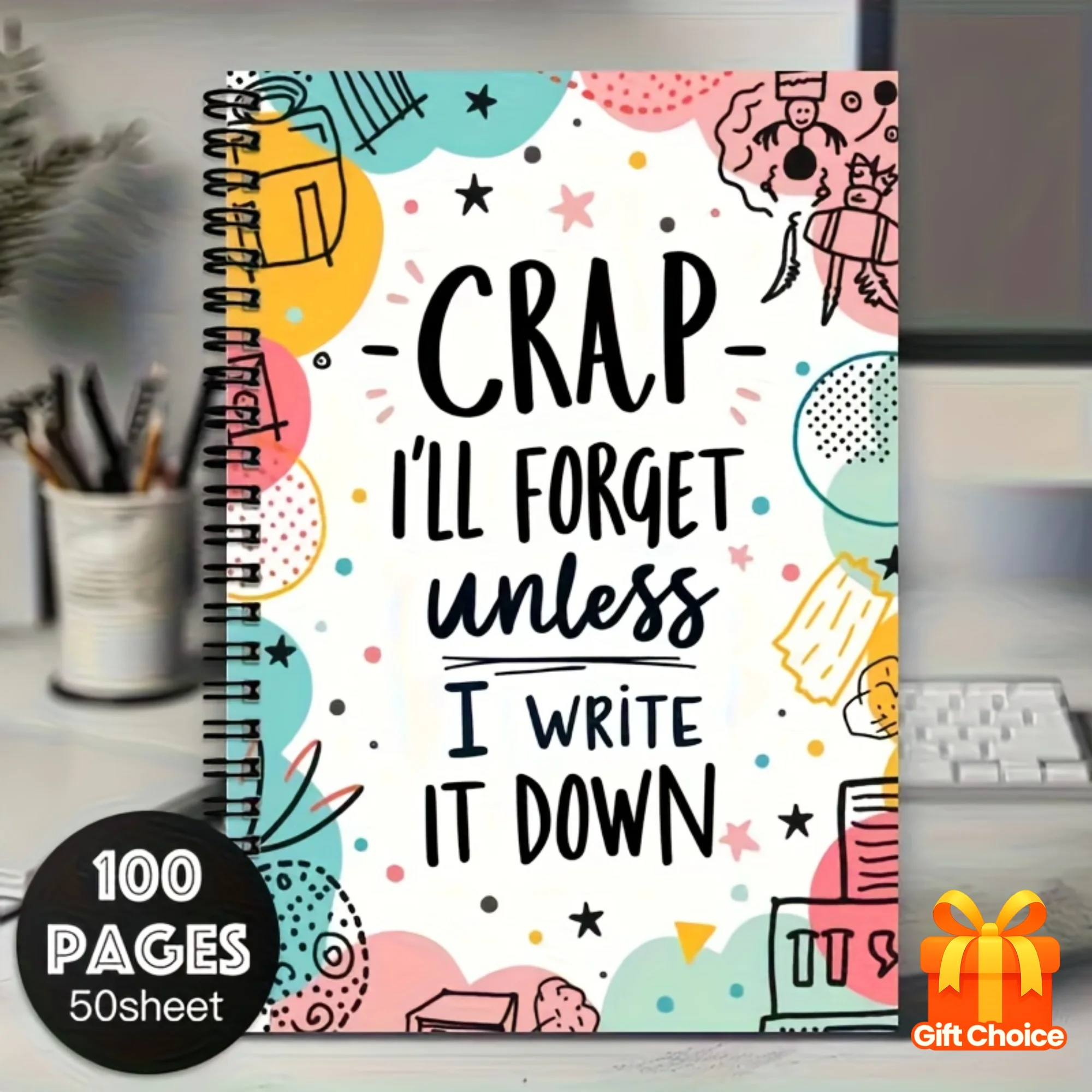 Caderno espiral colorido eu esqueça que não se passe, a menos que eu escreva, diário vibrante de 100 páginas, perfeito para planejamento e presente