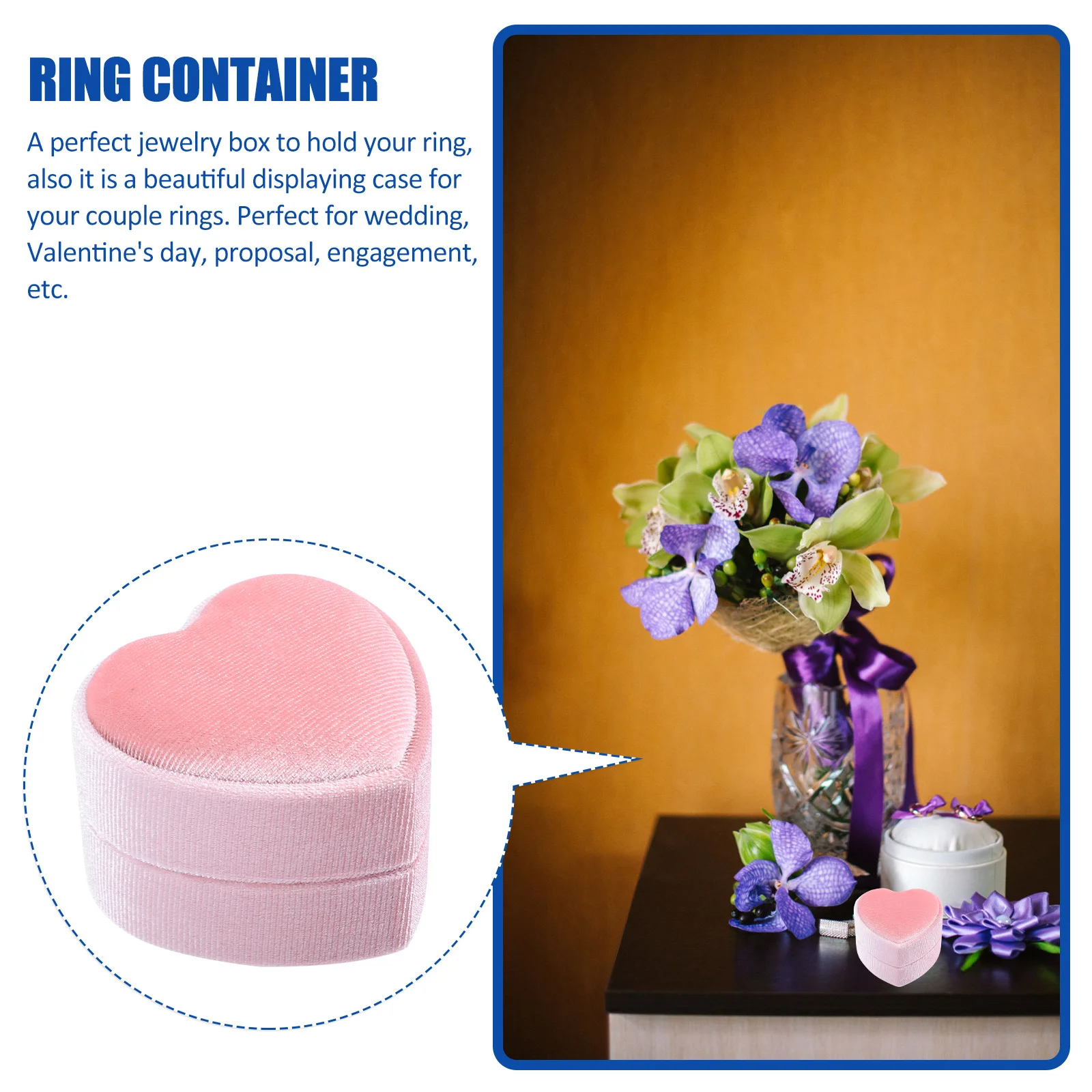 

Коробка для колец в форме сердца, красивый свадебный чехол для ювелирных изделий, романтический держатель для пары, подарок на день Святого Валентина, коробка для колец