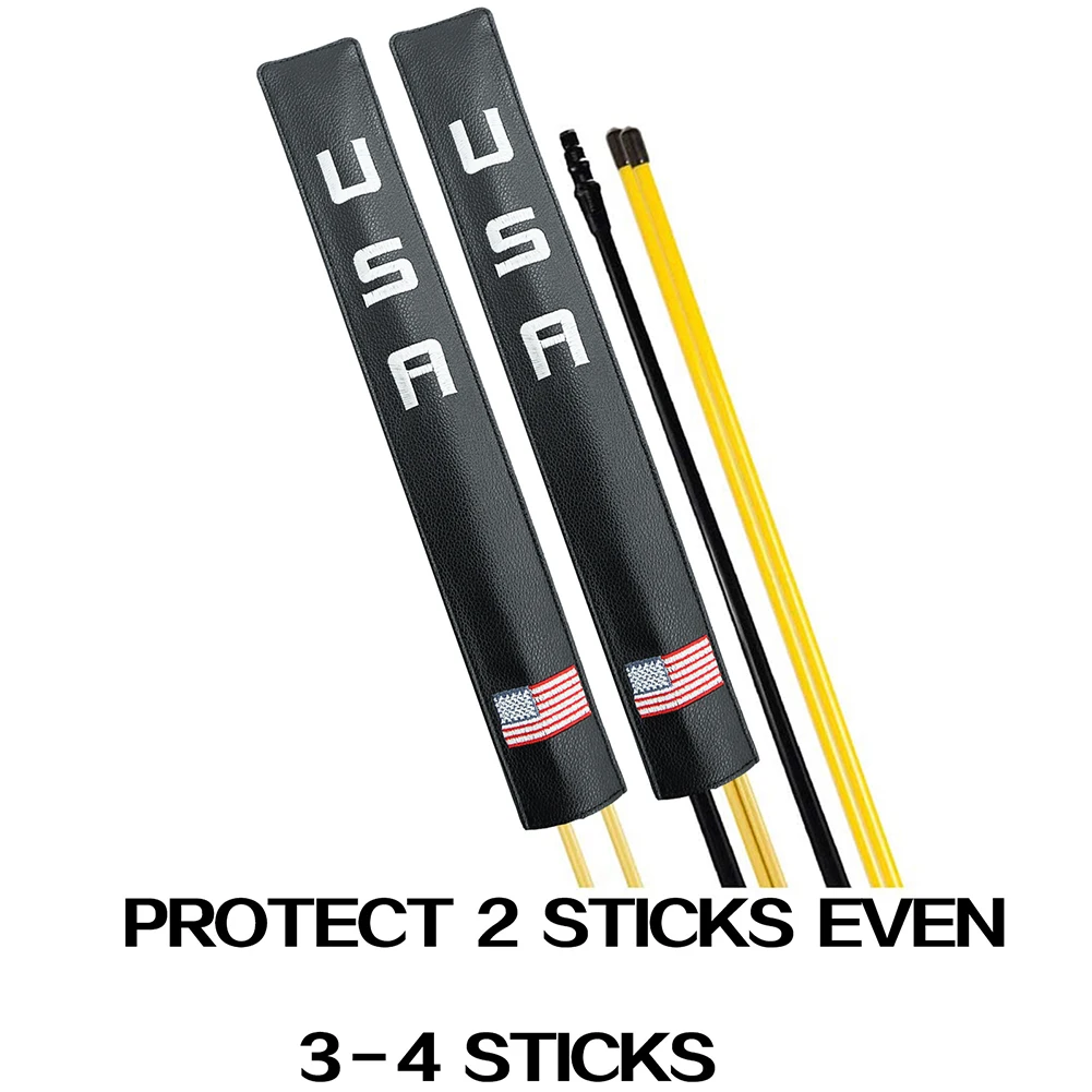 Golf Alignment Stick Cover Four Leaf Clover Golf Club Protector PU Leather Waterproof Dustproof Protection Auxiliary Accessories