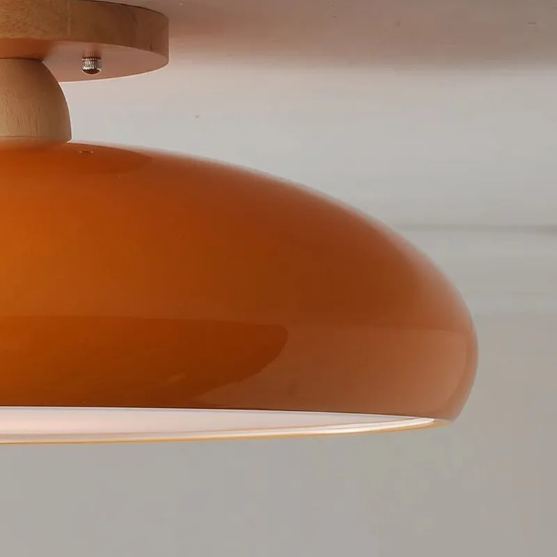 Vintage LED Wooden Ceiling Light Nordic Orange PVC Round Luminaire Living Room Bedroom Dining Room Corridor Indoor Decor Fixture