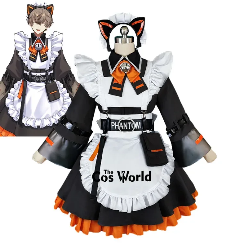 

Virtual Youtuber vtuber Alban Knox maid apron dress uniform outfits anime cosplay costumes