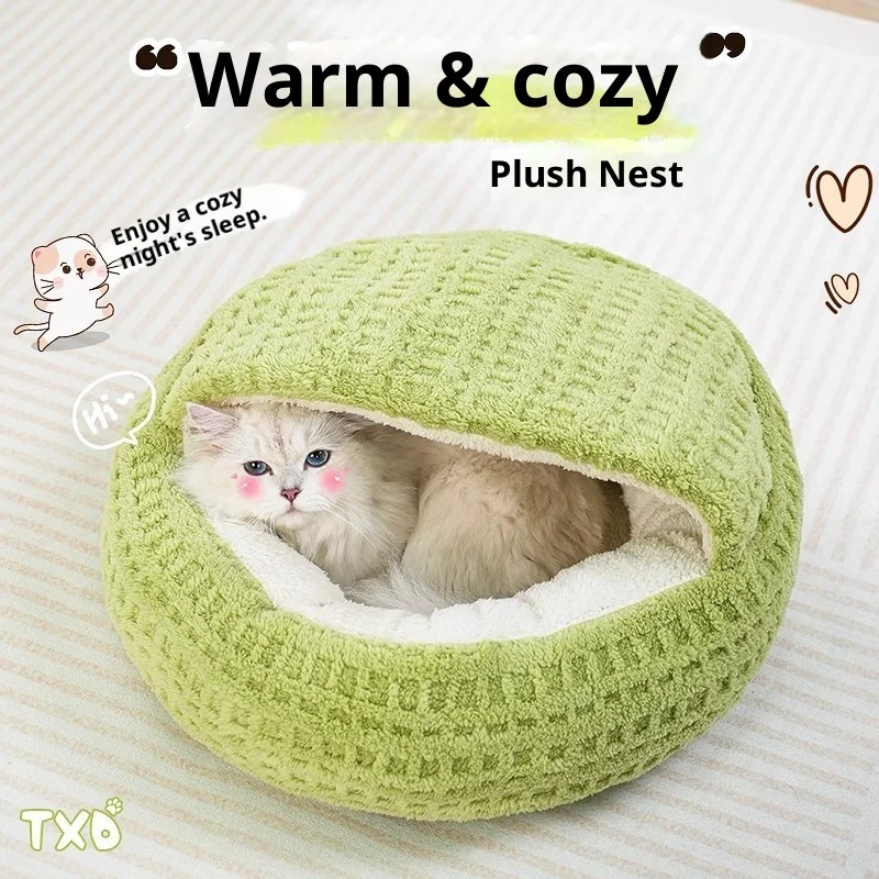 New Cat Nest Winter Semi-closed Warm Four Seasons Universal Winter Thickened Cat Sleeping Nest Shell Nest Cat Bed Dog Bed