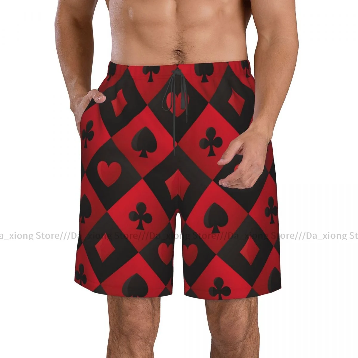 Men's Beach Short Swim Shorts Poker Cards Symbols Surfing Sport Board Shorts Swimwear