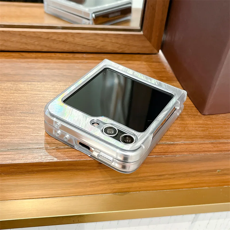 Casing ponsel daun berbulu perak untuk Samsung Galaxy Z Flip 3 Z Flip 4 Z Flip 5 casing pelindung belakang PC keras untuk ZFlip5