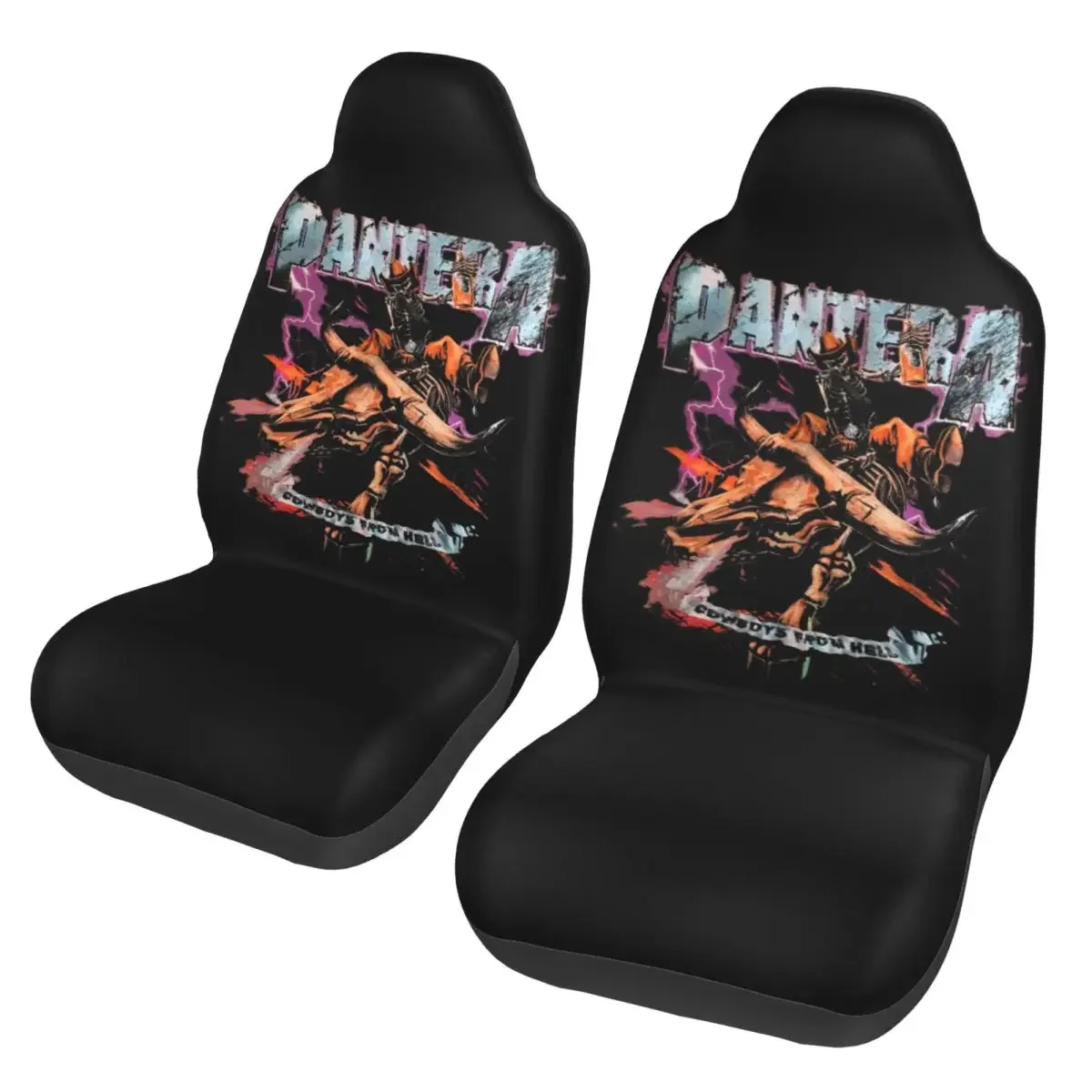 Panterad Cowboys From Hell Riding Skeleton Car Seat Cover Auto Interior Rock Band Seat Cushion/Cover Fabric Seat Protector