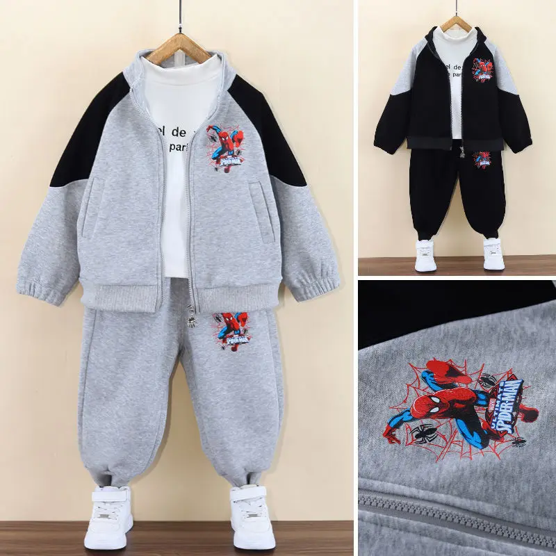 

Toddler Baby Clothes Set 2025 Autumn Anime Spiderman Kids Boys Zipper Jacket Pants 2pcs Suit Children's Cothing Tracksuit Outfit