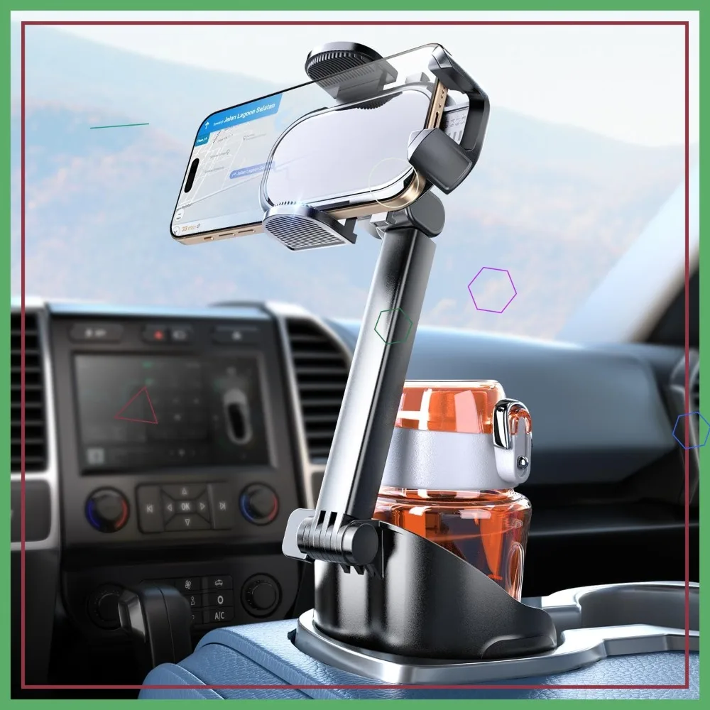 

Car Cup Holder Phone Mount, 360° Swivel, Fits 2.5-4" Cupholders, Clamp for Phones 4.7-7"