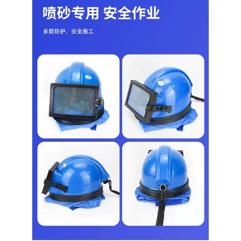 Air Conditioned Supplied Air Sandblasting Helmet Flat Glass Lens Suit