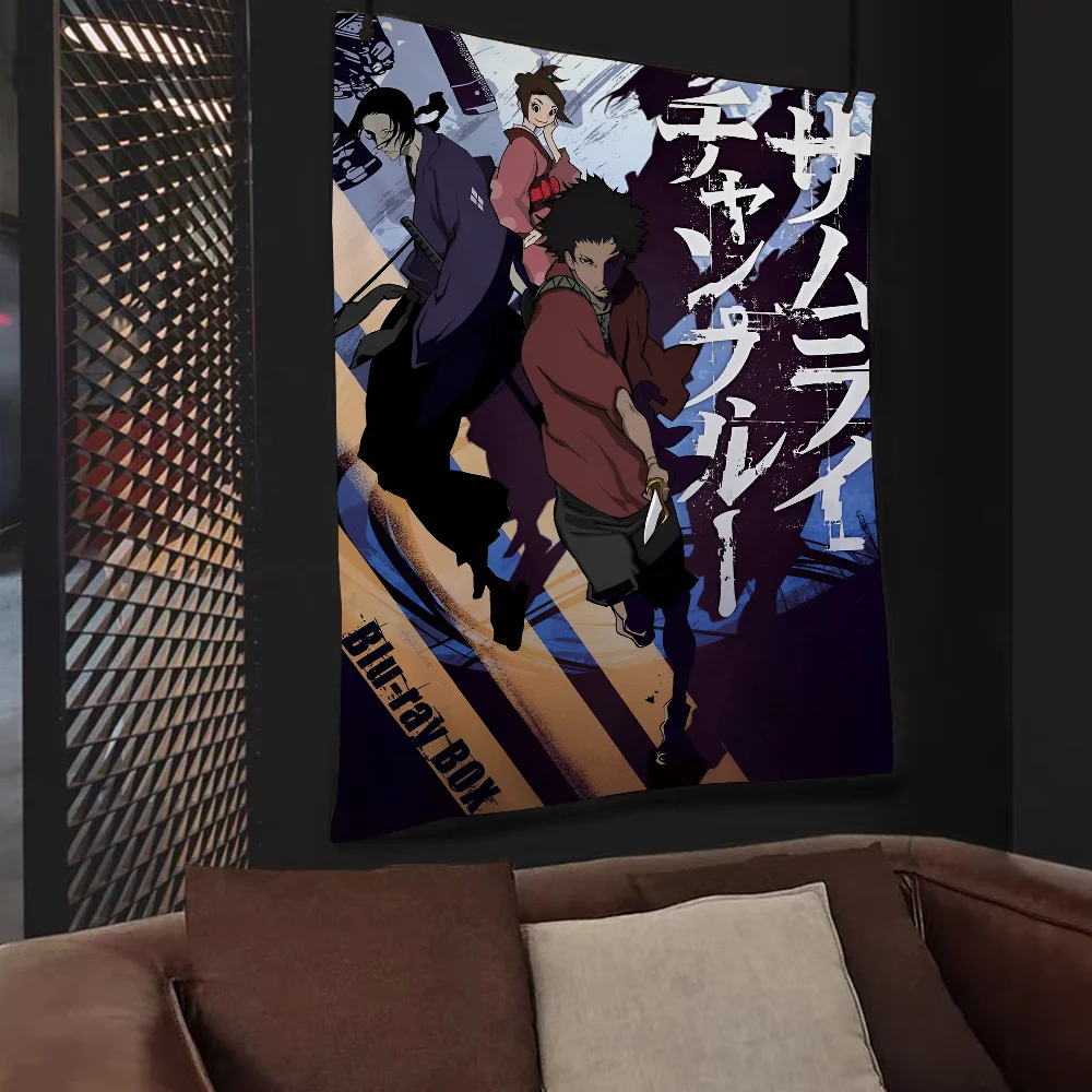 Anime S-Samurai C-Champloo Anime Tapestry Hanging Tarot Hippie Wall Rugs Dorm Wall Hanging Sheets