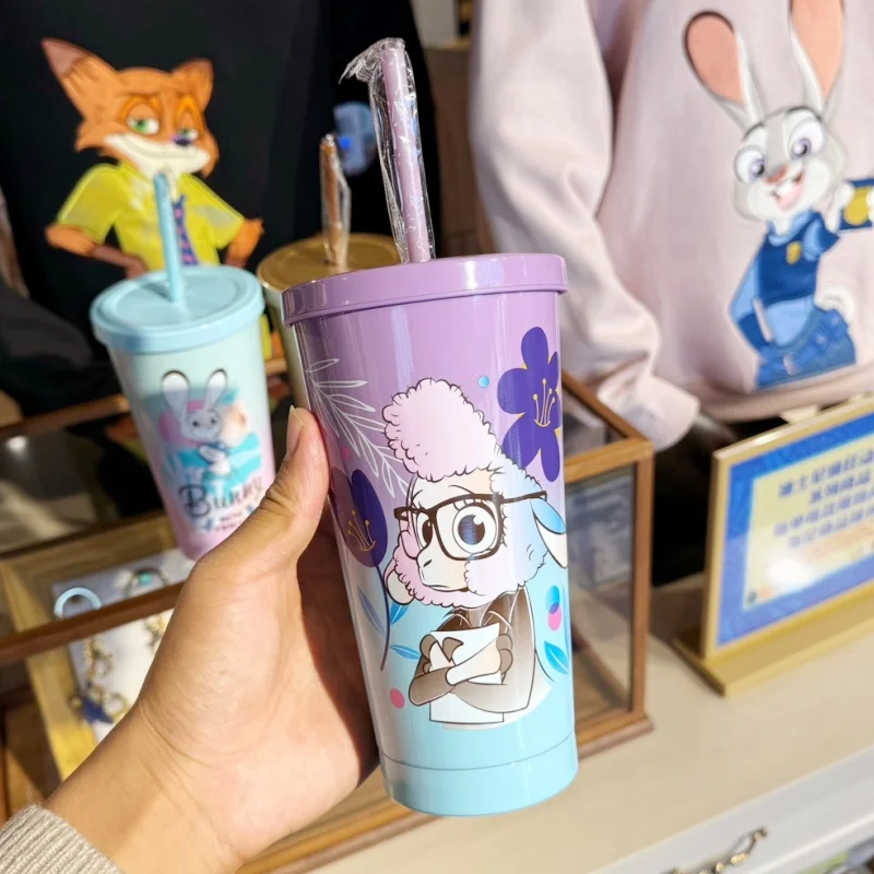 New Arrival Disney Crazy Zootopia Mr.big Mr. Bunny Officer Thermos Mug Top Sippy Cup Cute Cartoon 500ml Stainless Steel Cups