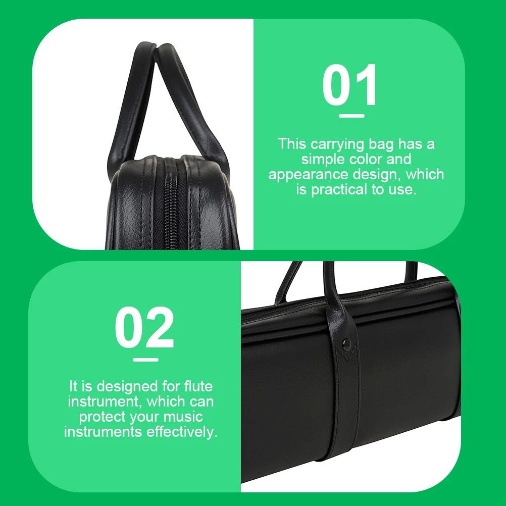 

Flute Bag Black Hard Case Storage for Flute Instrument Carrying Shoulder Strap Music Accessories Container