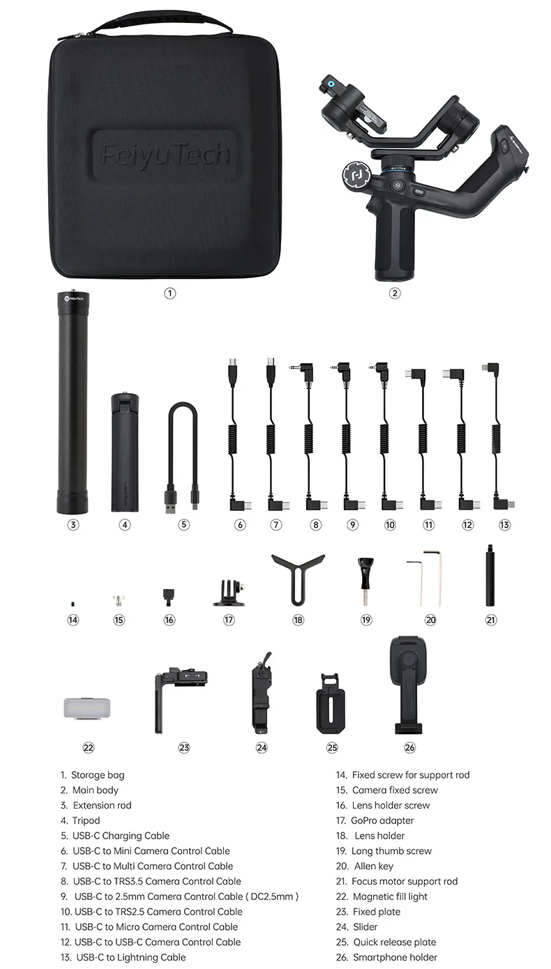 FeiyuTech SCORP Mini 2, für spiegellose Kamera, Action-Kamera, Smartphone, 3-Achsen-Stabilisator für Sony/GoPro/iPhone, AI-Tracking – Detail 22