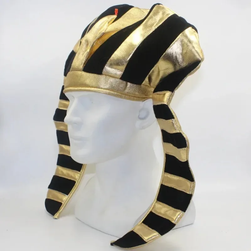 Fabric Egyptian Pharaoh Hat Gold Costume Headwear Halloween Easter Party Performance Cosplay Hat view 3