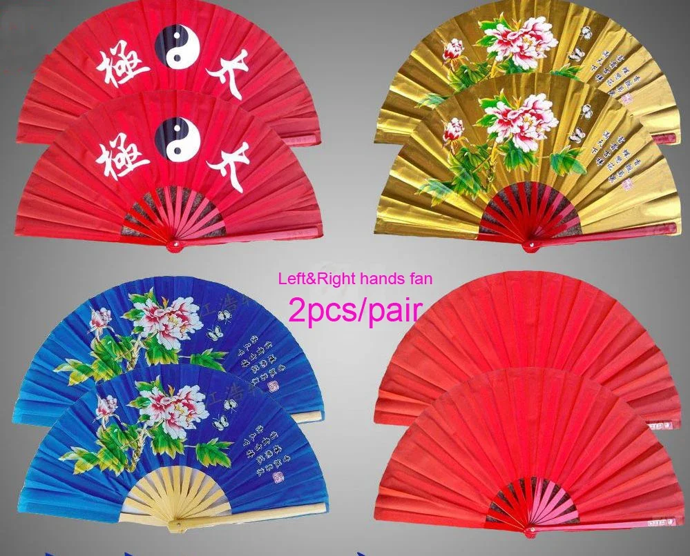 

2pcs/pair top quality bamboo tai chi kung fu fan taijiquan fan fitness taiji martial arts performance fan