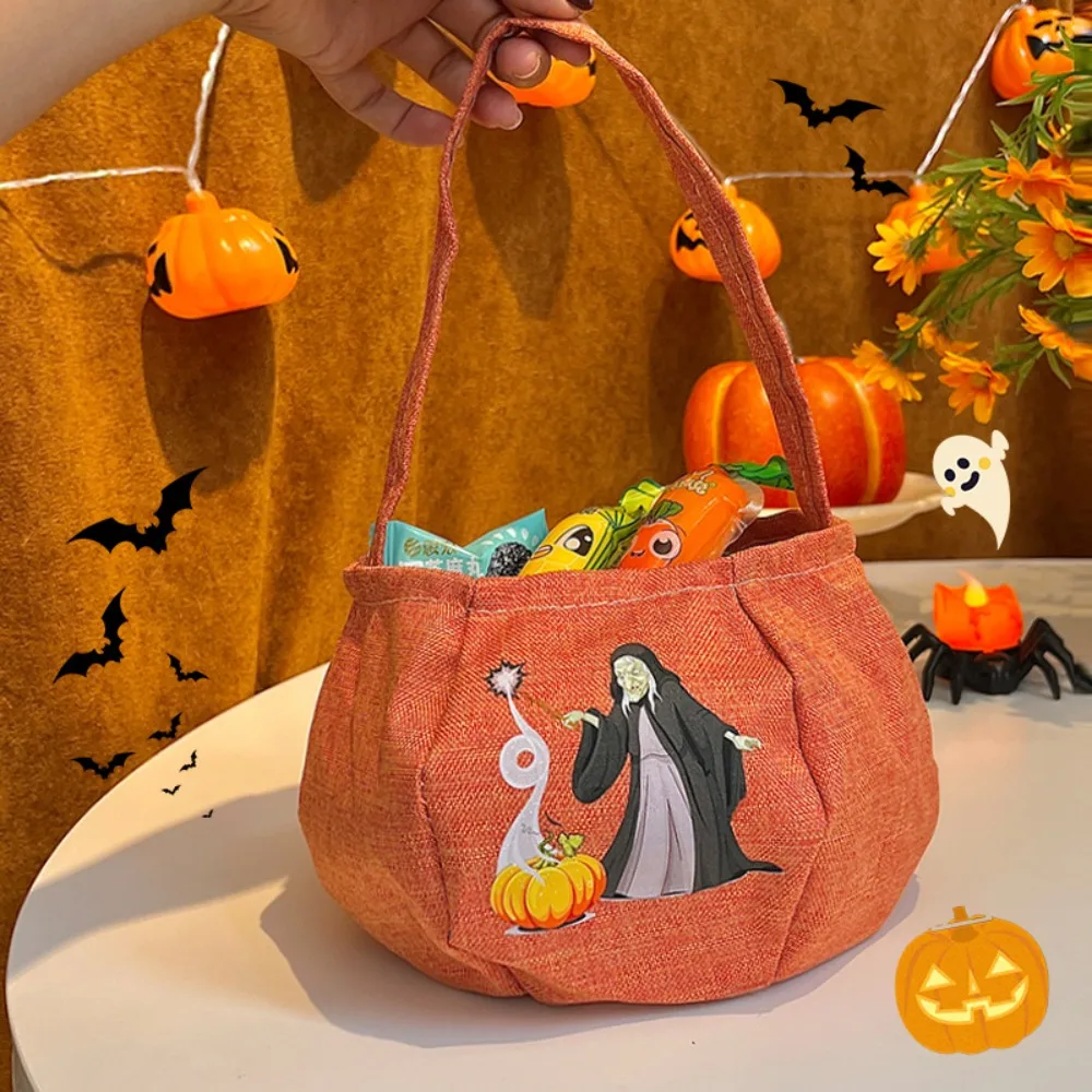 

Creative Funny Halloween Candy Bag Printing Nylon Trick or Treat Bag Gifts Pouch Storage Bucket Pumpkin Handbag Party Supplies