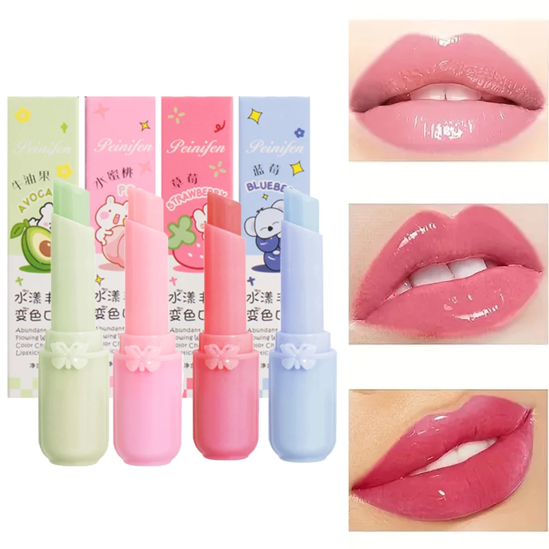 Fruit Lipstick, 4 Kinds of Fruit Flavors, Moisturizing and Water Locking, Warm Lipstick, Suitable for All Skin Types, Lip Care