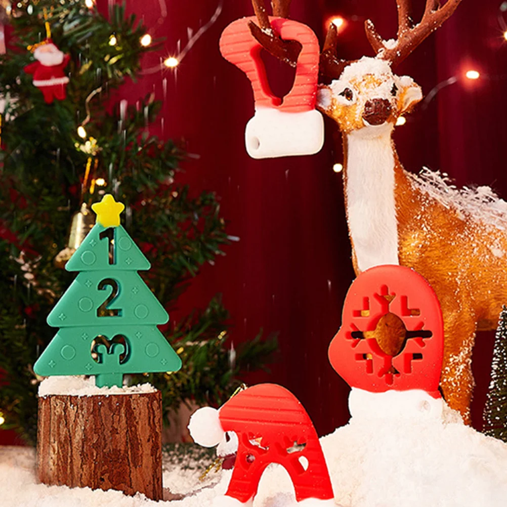 

4Pcs Baby Teether Silicone Molar Relief Chewing Pain Soothing Safe Infant Teething Christmas Gift Infant Teether Ring