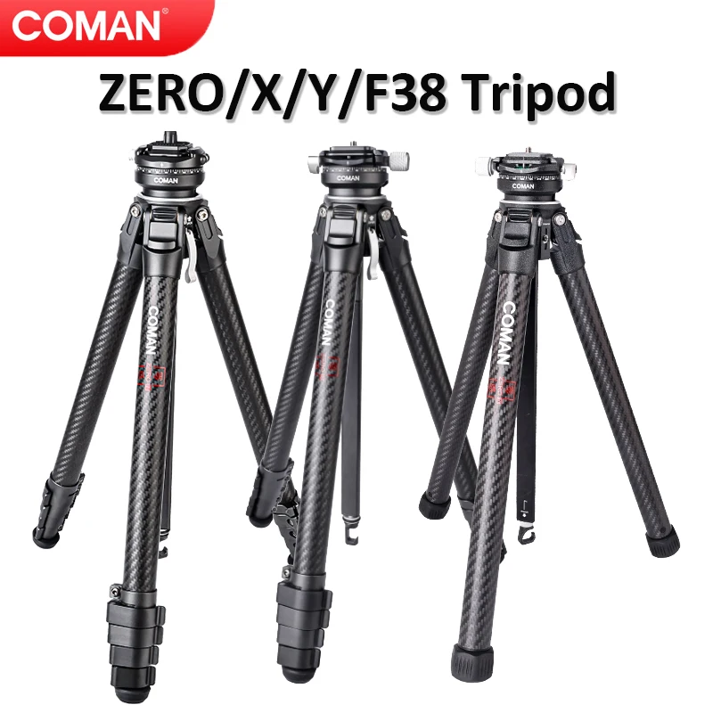 

Coman Zero X/Y/F38 Lightweight Carbon Fiber Travel Tripod Professional Camera Tripod with Quick Release& Rotating 1/4 Ballhead