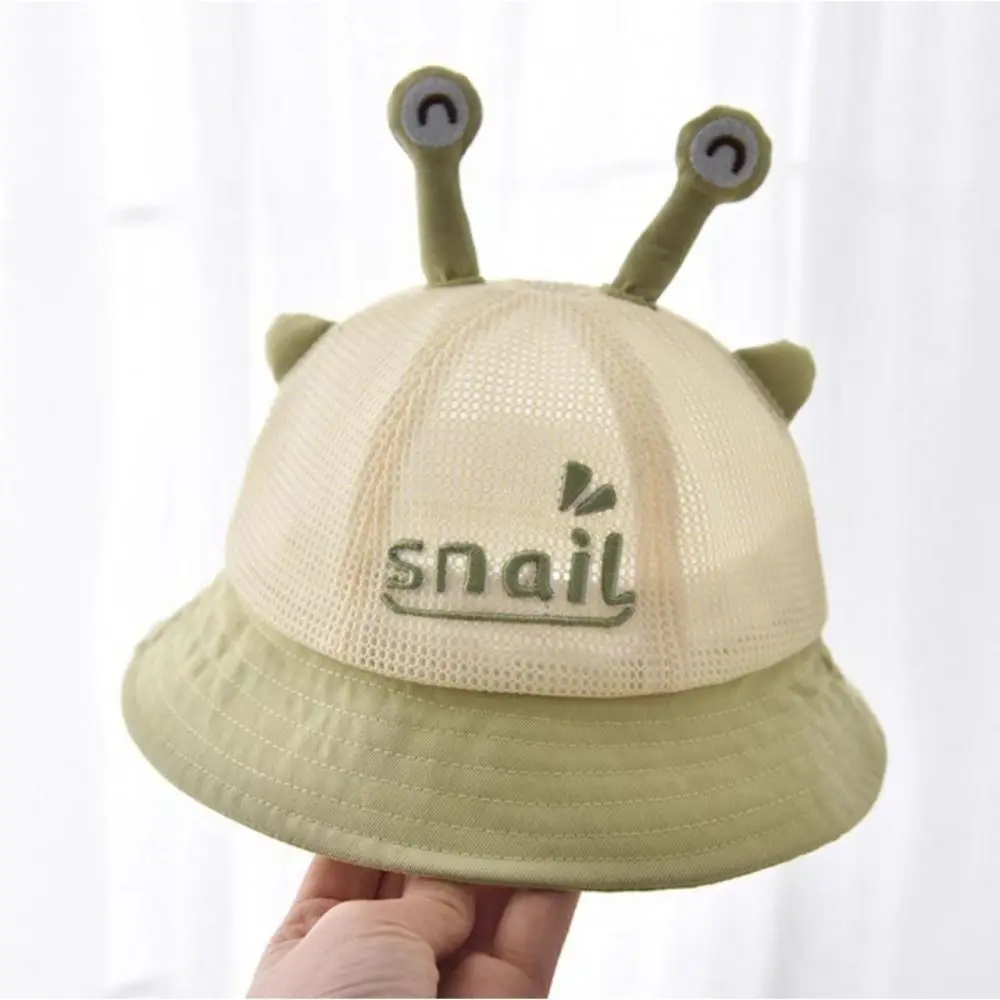 Summer Cartoon Snail Baby Bucket Hat Solid Color Breathable Newborn Sun Hat Embroiderey Sunscreen Toddler Panama Sun Hat