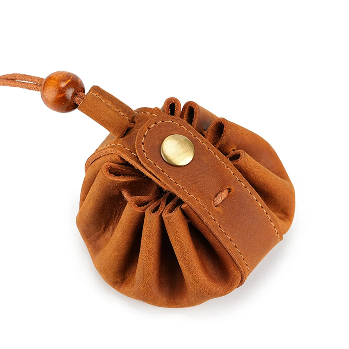 Full Grain Leather Coin Pouch, Change Purse Mini Wallet Leather Portable Small Squeeze Wallet for Cash, Coins, Earbuds, Keys