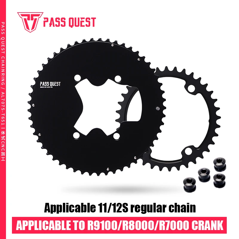 PASS QUEST 110bcd Double Chainring for SHIMANO 105 R9100 R8000 R7000 Road Bike 56-42T 54-40T 53-39T 50-34T 48-35T 11 12 Speed 2X