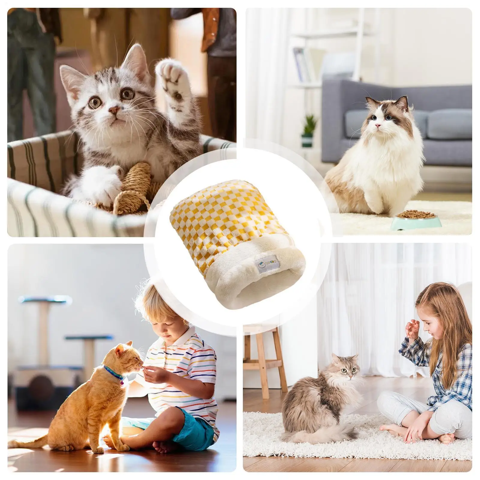 كيس نوم للحيوانات الأليفة سرير قطط مريح للخريف دافئ سميك للحيوانات الأليفة كهف للحيوانات الصغيرة هريرة جرو يستريح اللعب في الهواء الطلق شقة السفر #5