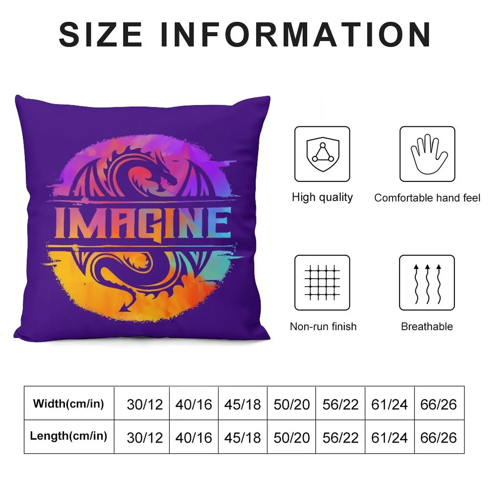 IMAGINE Colorful Watercolour Graphic Dragon Throw Pillow Cushion Cover Set covers for pillows Pillow Decor pillow