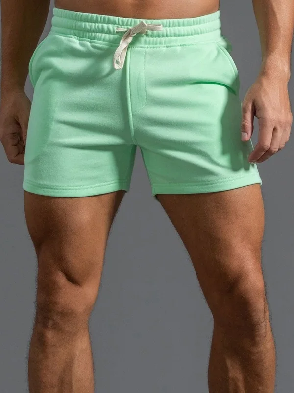 

Comfortable Elastic Waist Loose Fit Sports Shorts for Men Knitted Polyester Fiber Straight Leg All Season Casual Shorts