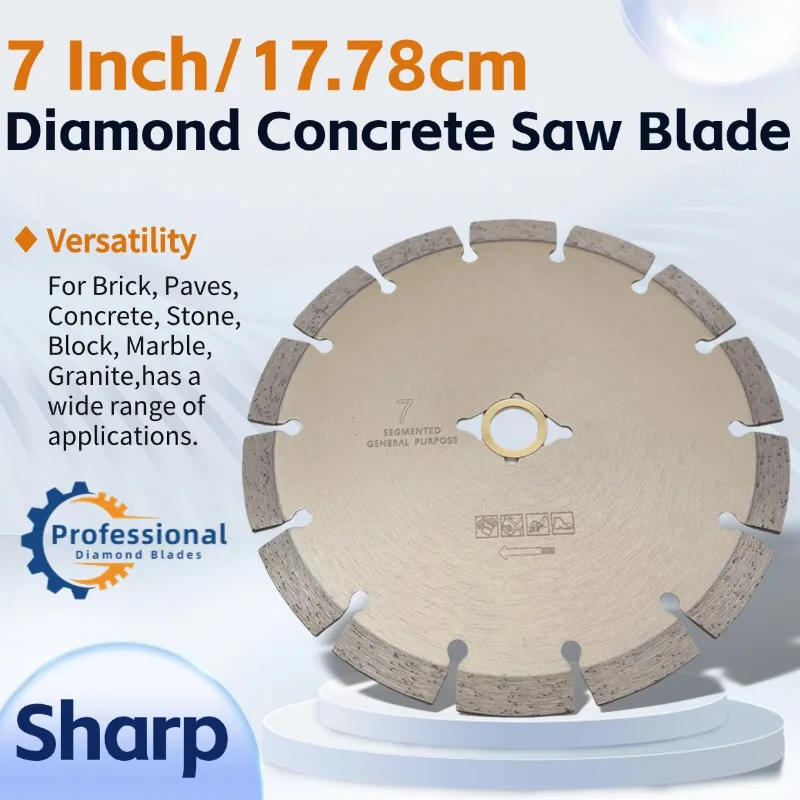 

Алмазный диск 7 дюймов с хвостовиком 7/8"-5/8", универсальный, для сухой/влажной резки бетона, мрамора, кирпича, камня