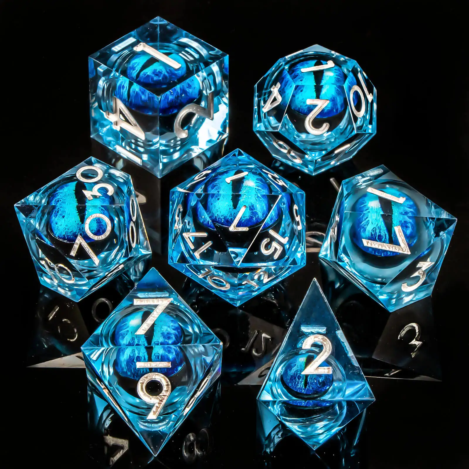 مجموعة نرد عين التنين مجموعة كاملة من الأساسية السائلة D وD حافة حادة لألعاب لعب الأدوار Dungeon وD Dragon D&D Dice Pathfinder
