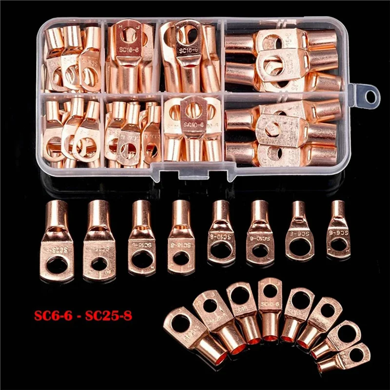 ABZL 350 قطعة سلك العروة موصل حلقة SC6-25 موصلات النحاس كابل عاري الكهربائية تجعيد طقم توصيل طرفي