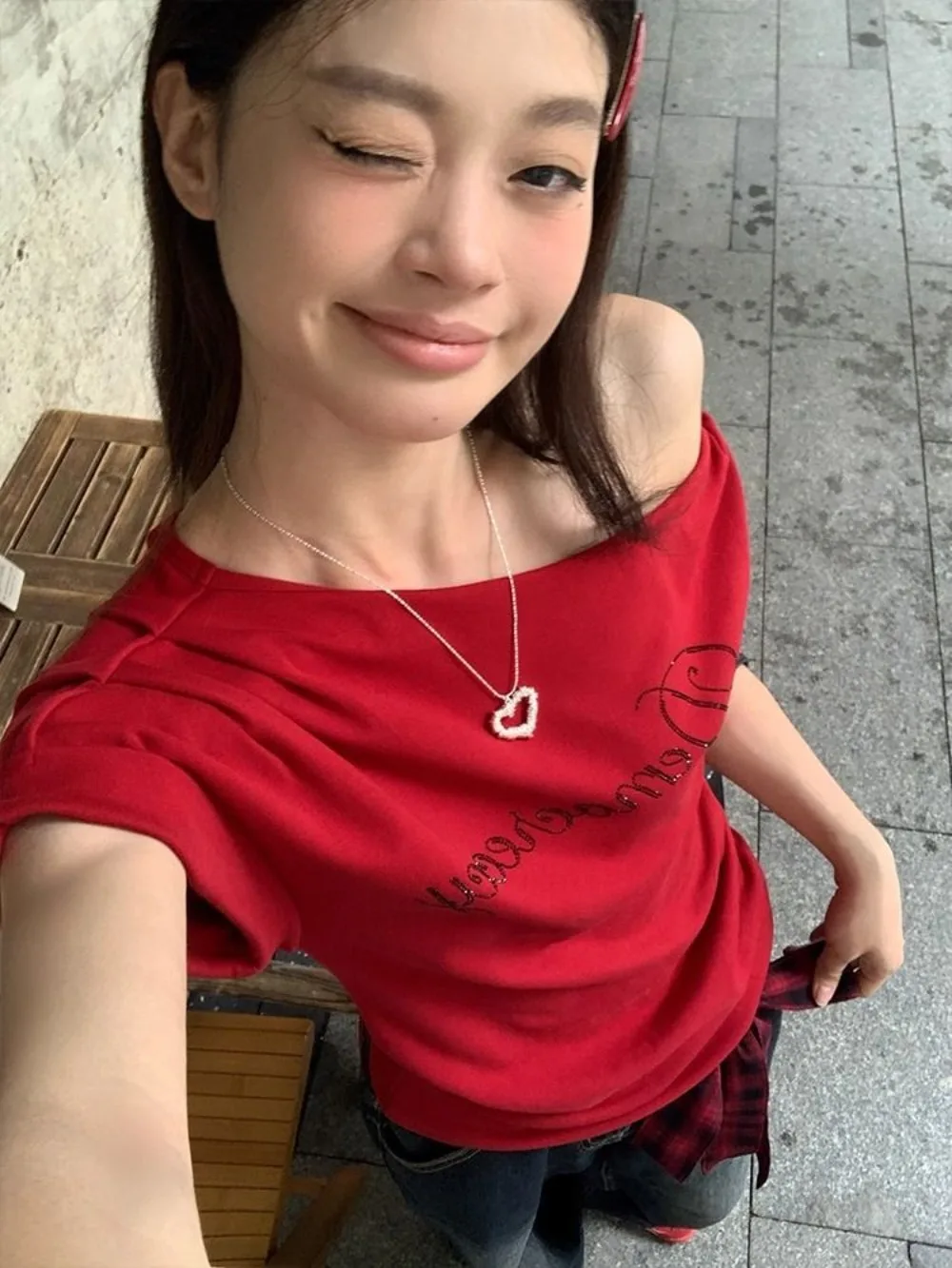 New Hot Fix Tie Skew Collar Off Shoulder Shirt Slim 2026 Spice Girls Trendy Women Clothing Personalized Mujer