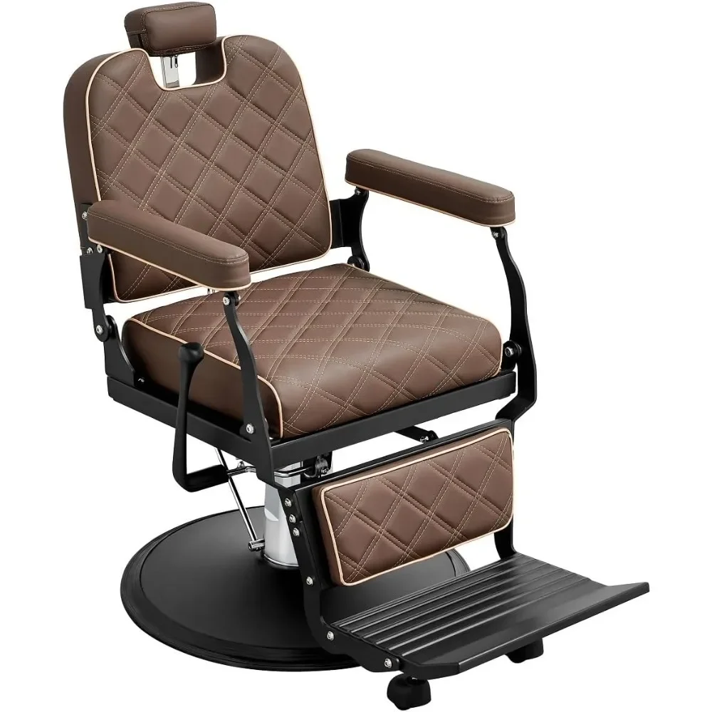 

Salon Chair for Hair Stylist: Heavy Duty Barber Chairs with headrest and footrest - Reclining Hair Styling Chair