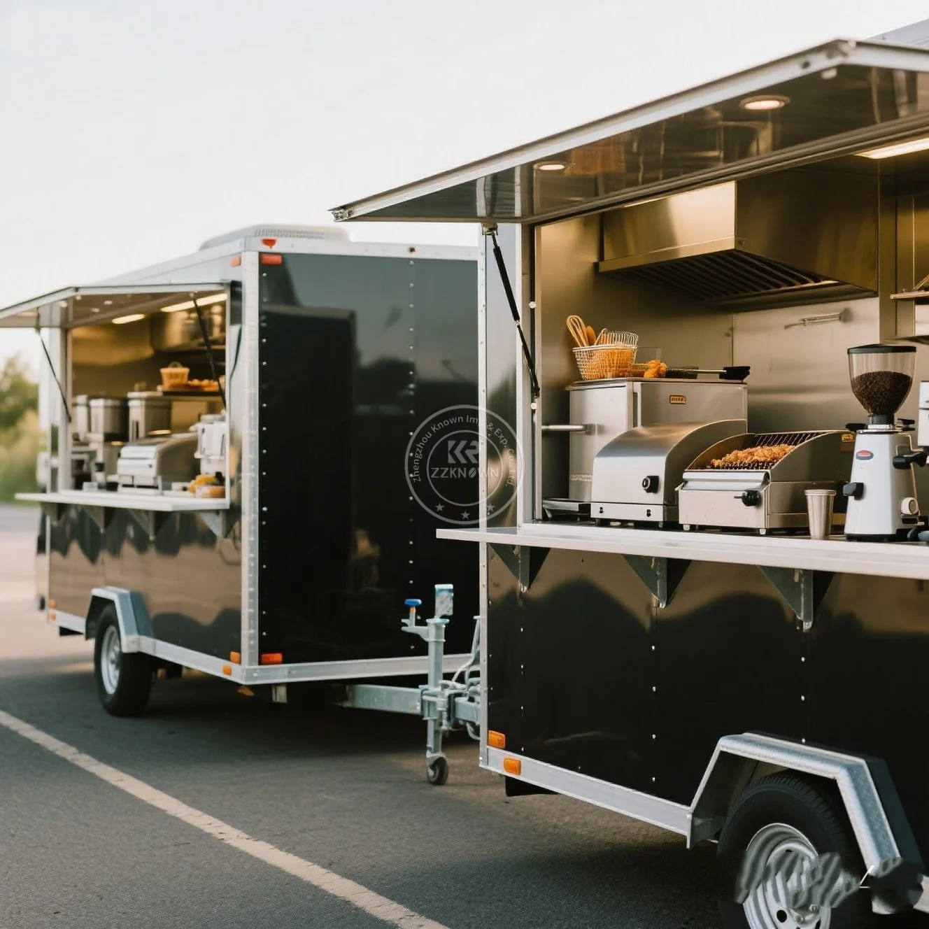 Outdoor Street Mobile Restaurant Dining Car Square Hot Dog Sandwich Food Cart Food Shop Kitchen Ice Cream Trucks Trailer