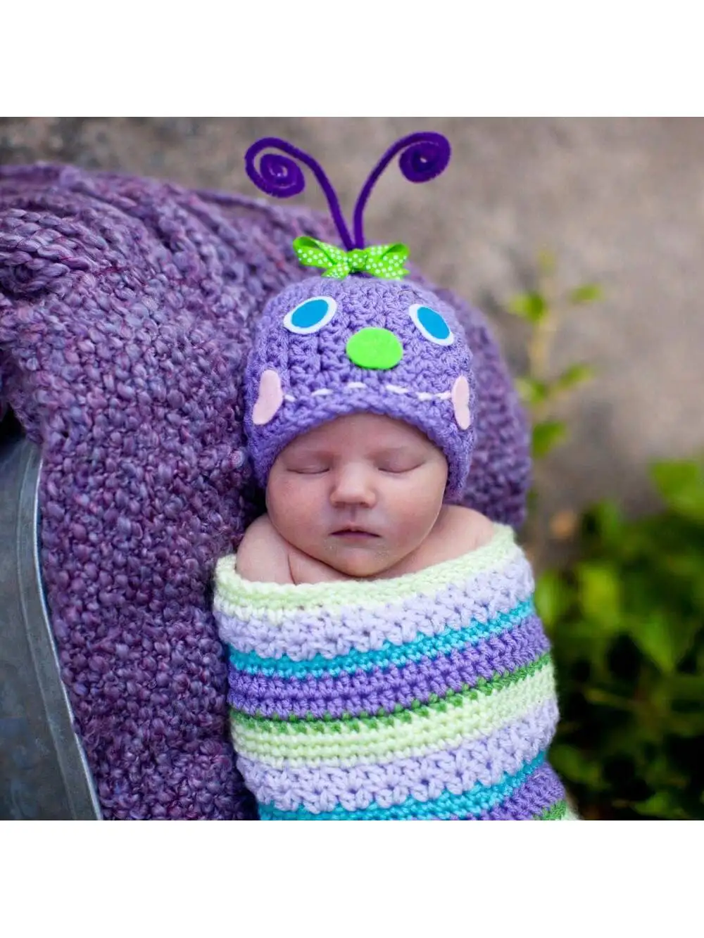 Newborn Photography Costume Prop Purple Caterpillar Set Family Baby Caterpillar Sleeping Bag Photography Costume