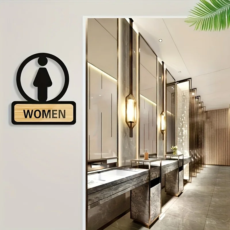 Acrylic Toilet Sign- Easy Door Mount, Perfect for Office, Public Spaces & Home Walls, Bathroom Signage|Stylish Bathroom