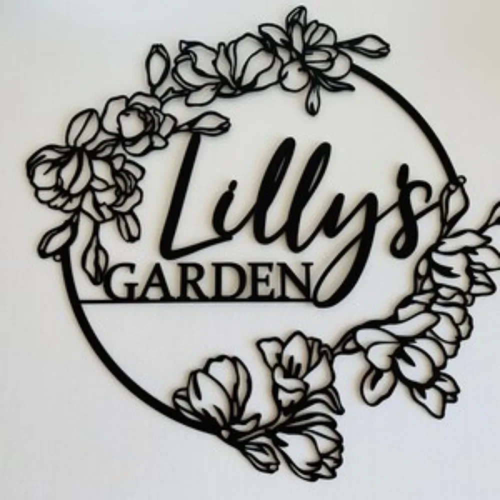 Unique Personalized Flower  Sign Custom Metal Wall Art Gardener Gift Decorative Outdoor Plaque Moms  Charm