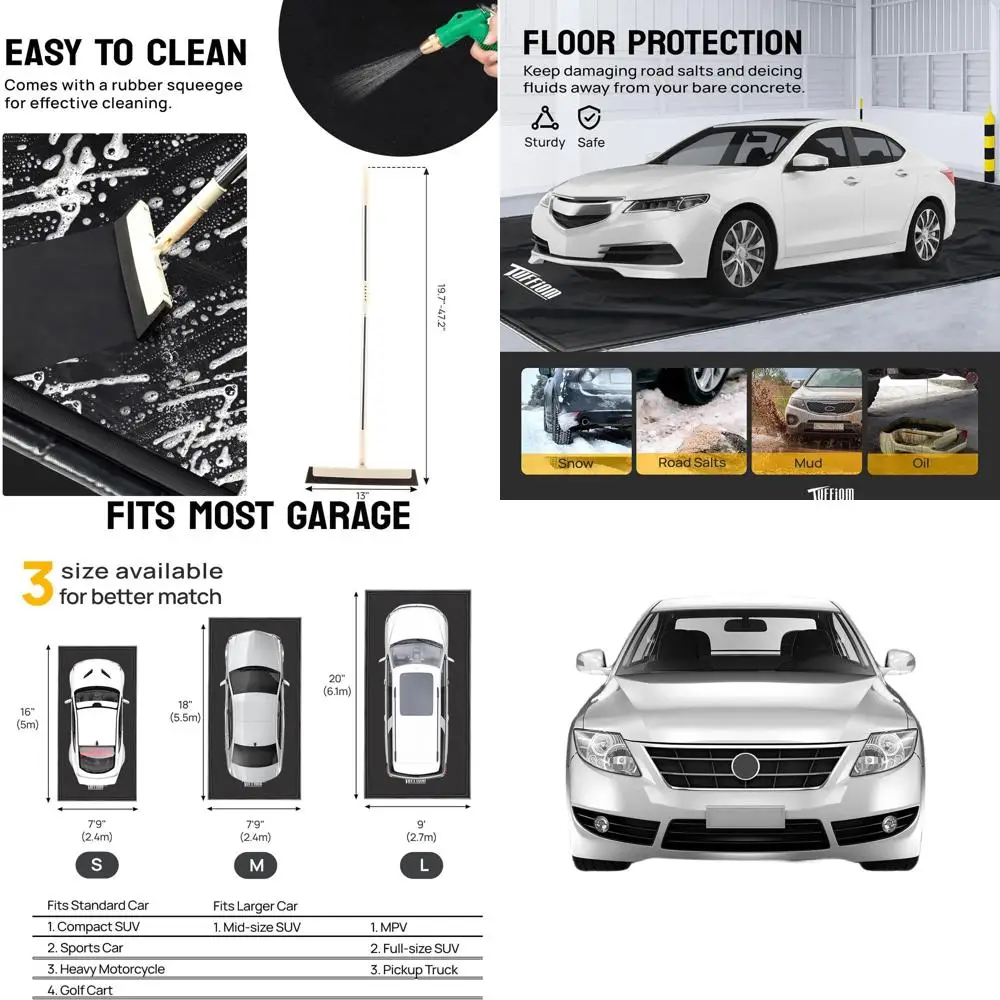 

Heavy-Duty Waterproof Parking Mat, 7'9 x 18', Squeegee Included, for Garage Floors and Under Cars, Protects from Mud, Rain, Oil